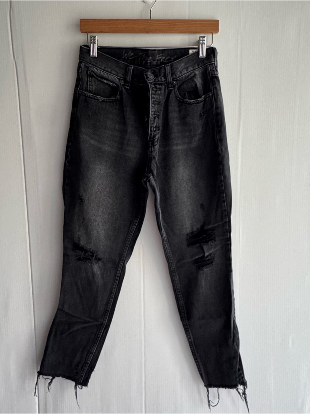 We the Free by free people Distressed Black High-Waist cropped Jeans